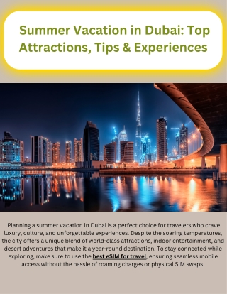 Summer Vacation in Dubai: Top Attractions, Tips & Experiences