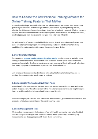 How to Choose the Best Personal Training Software for Online Training