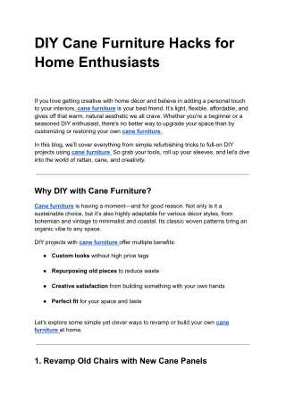 DIY Cane Furniture Hacks for Home Enthusiasts