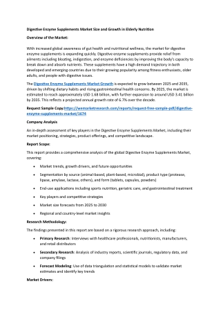 Digestive Enzyme Supplements Market Size and Growth in Elderly Nutrition