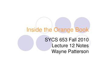 Inside the Orange Book