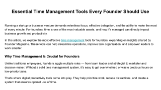 Essential Time Management Tools Every Founder Should Use