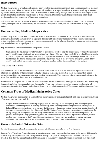 The Legal Landscape of Medical Malpractice: What You Need to Know
