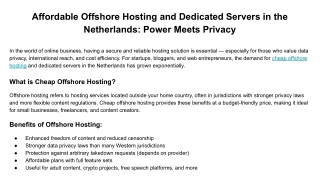 Affordable Offshore Hosting and Dedicated Servers in the Netherlands_ Power Meets Privacy