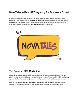 NovaTales – Best SEO Agency for Business Growth