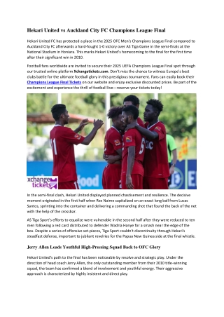 Hekari United vs Auckland City FC Champions League Final