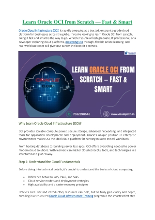 Best Oracle Cloud Infrastructure Training in India - Visualpath