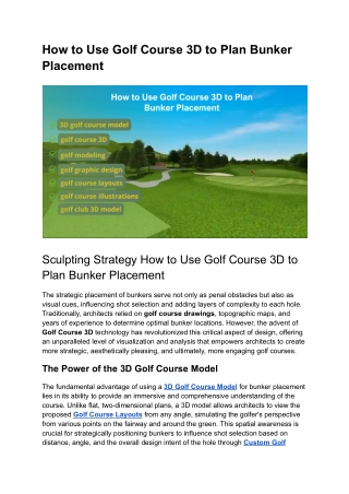 How to Use Golf Course 3D to Plan Bunker Placement
