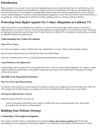 Protecting Your Rights Against Sex Crimes Allegations in Lubbock TX