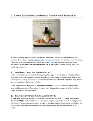 CARROT SEED SUNSCREEN  NATURE’S ANSWER TO UV PROTECTION