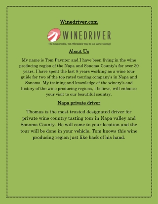 Designated driver napa sonoma