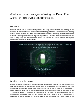 What are the advantages of using the Pump Fun Clone for new crypto entrepreneurs