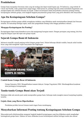 Menyebarkan Informasi Penting tentang Kesiapsiagaan Sebelum Gempa