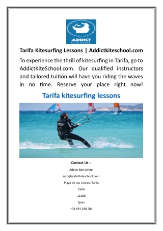 Tarifa Kitesurfing Lessons  Addictkiteschool.com