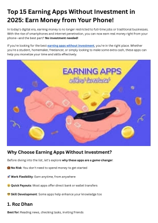 Earning Apps Without Investment