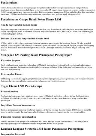 Peranan LSM dalam Penanganan Pascagempa