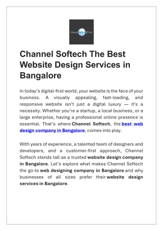 Channel Softech The Best Website Design Services in Bangalore