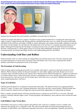 Introductory Guide to Gold Bullion for New Investors
