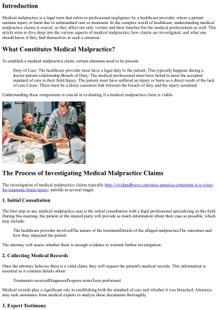 Uncovering the Truth: Investigating Medical Malpractice Claims