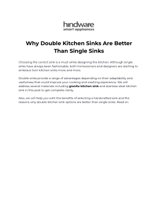 Kitchen Sink Double Hindware’s Premium Designs