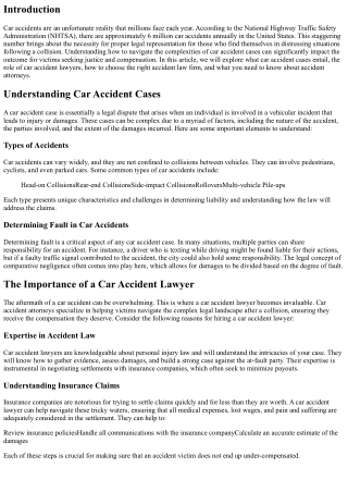 Rising to the Challenge: Car Accident Cases Representation