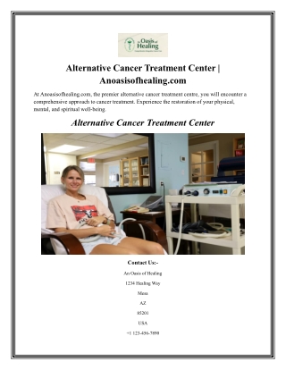 Alternative Cancer Treatment Center  Anoasisofhealing.com