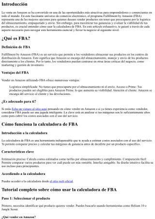 Tutorial completo sobre cómo usar la calculadora de FBA