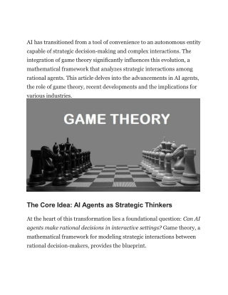 Why AI Agents Are Becoming Strategic Thinkers in a Game Theory Driven World