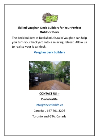 Experienced Deck Contractors in Toronto for Perfect Deck Builds