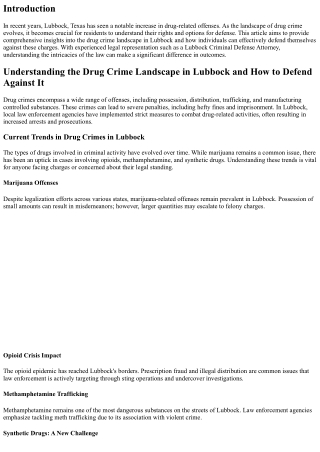 Understanding the Drug Crime Landscape in Lubbock and How to Defend Against It