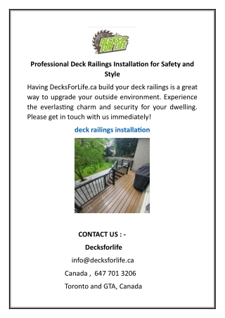 Professional Deck Railings Installation for Safety and Style