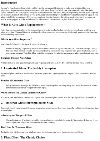 Exploring Different Types of Auto Glass Available for Replacement