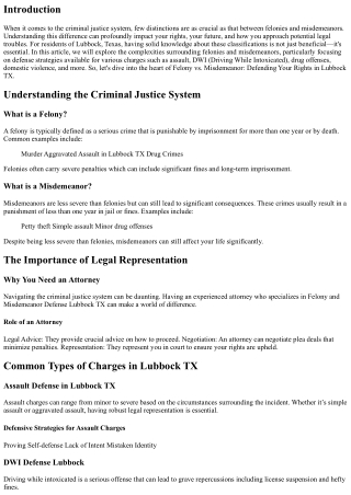 Felony vs. Misdemeanor: Defending Your Rights in Lubbock TX