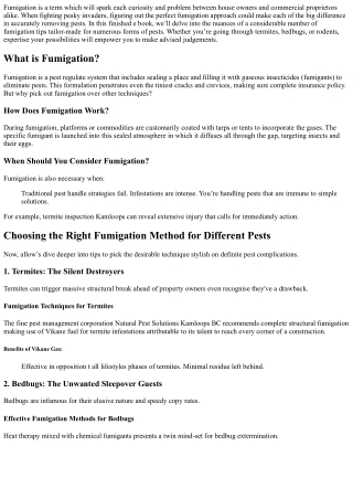 “Choosing the Right Fumigation Method for Different Pests”