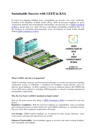 Sustainable Success with LEED in KSA