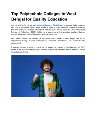 Top Polytechnic Colleges in West Bengal for Quality Education