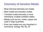 Chemistry of transition Metals