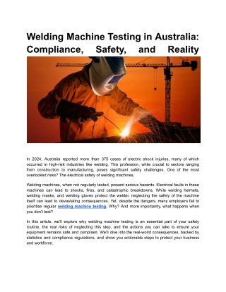 Welding Machine Testing in Australia_ Compliance, Safety, and Reality