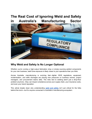 The Real Cost of Ignoring Weld and Safety in Australia’s Manufacturing Sector