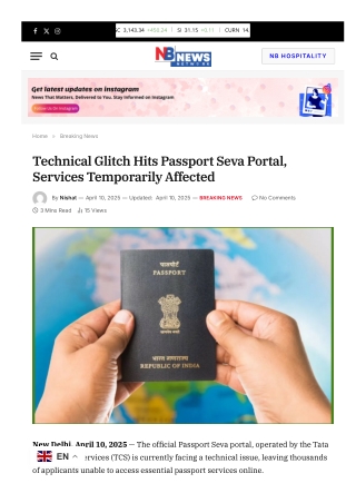 Technical Glitch Hits Passport Seva Portal, Services Temporarily Affected