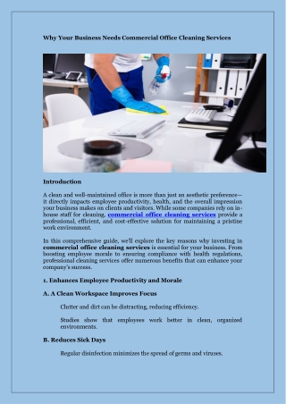 Why Your Business Needs Commercial Office Cleaning Services