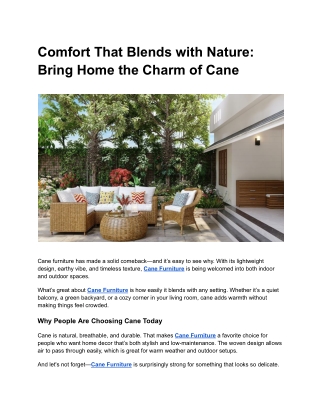 Create a Breezy Look with Lightweight Cane Furniture