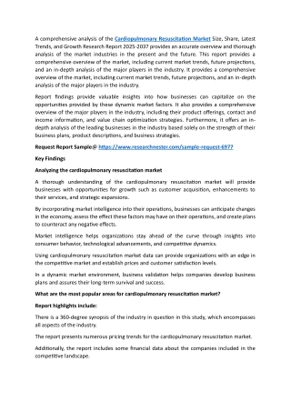 Cardiopulmonary Resuscitation Market Size, Regional Status and Outlook 2025-2037