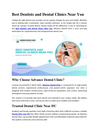 Best Dentists and Dental Clinics Near You - Advance Dental Clinic