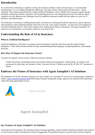 Embrace the Future of Insurance with Agent Autopilot's AI Solutions