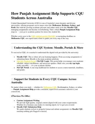 How Punjab Assignment Help Supports CQU Students Across Australia