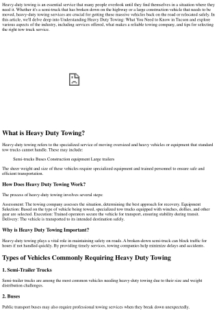 Understanding Heavy Duty Towing: What You Need to Know in Tucson