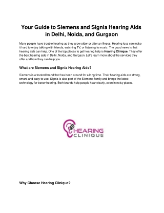 Your Guide to Siemens and Signia Hearing Aids in Delhi, Noida, and Gurgaon