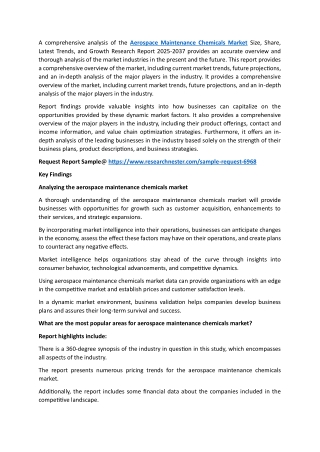 Aerospace Maintenance Chemicals Market 2025: Current Trends 2037