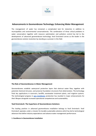 Advancing Water Management with Geomembranes